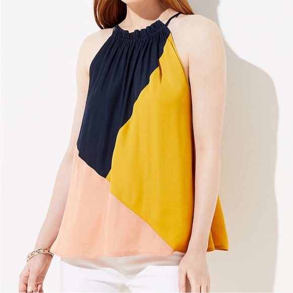 Triple Color Block Halter Top